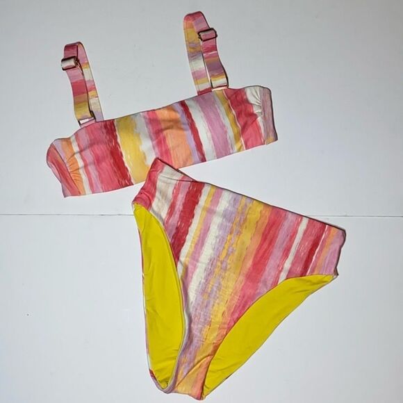 NWT MSRP $136 Becca Striped Bikini Set in Large Women's Size Large - Picture 3 of 11
